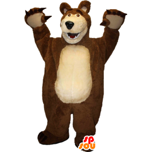Mascote do urso marrom e bege gigante - MASFR033093 - mascote do urso