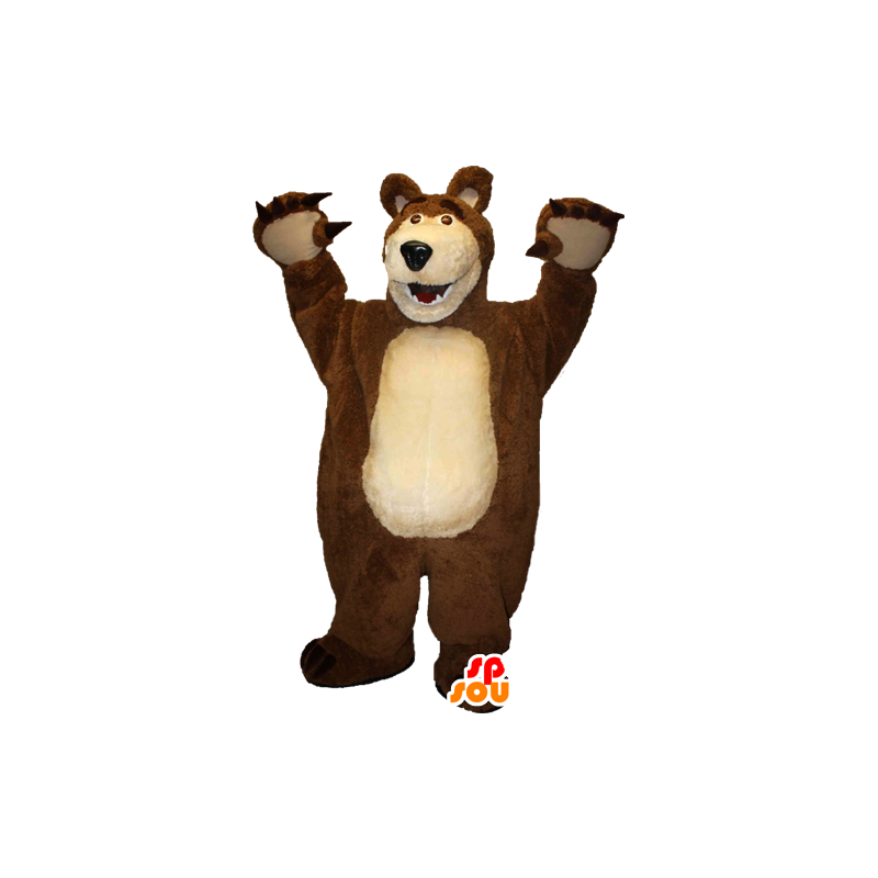 Mascote do urso marrom e bege gigante - MASFR033093 - mascote do urso