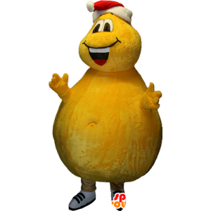 Yellow giant snowman mascot with round shapes - MASFR033097 - Human mascots