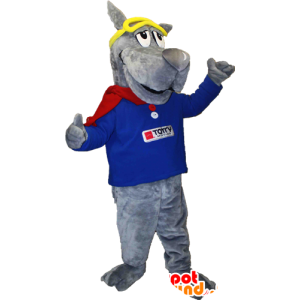 Obří šedá psí maskot hora maskot - MASFR033098 - psí Maskoti