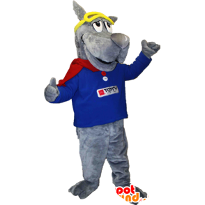 Obří šedá psí maskot hora maskot - MASFR033098 - psí Maskoti