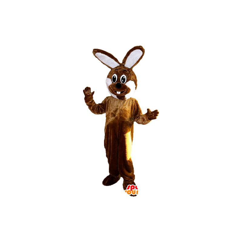 Brown and white giant rabbit mascot - MASFR033100 - Rabbit mascot