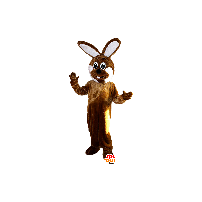 Jättebrun och vit kaninmaskot - Spotsound maskot