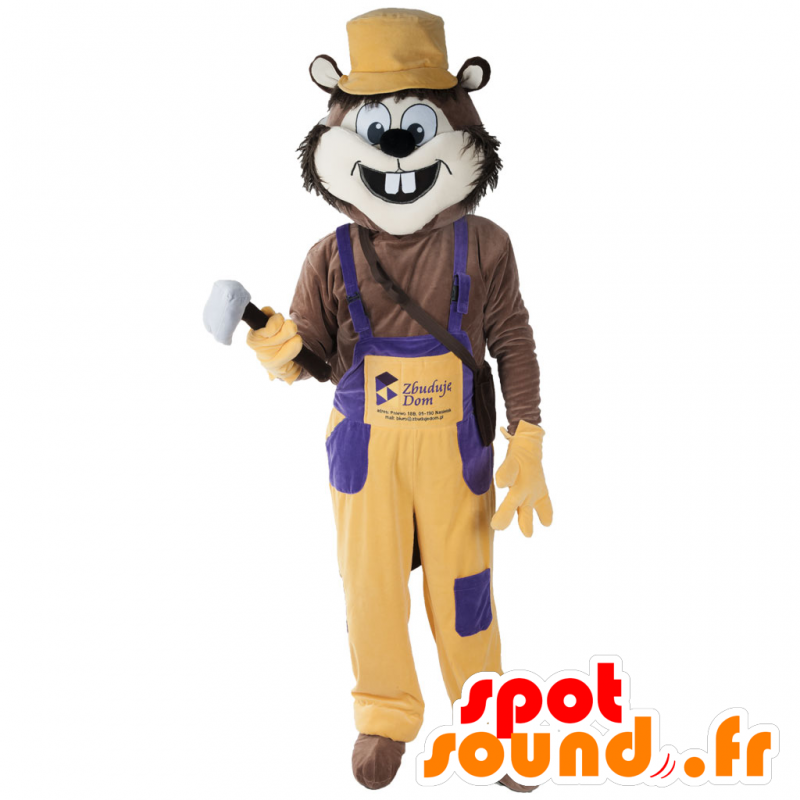 Rodent mascot, funny animal with overalls - MASFR033103 - Animal mascots