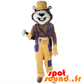 Gnagarmaskot, roligt djur med overaller - Spotsound maskot