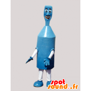 Mascotte de drôle de bonhomme bleu et blanc, de robot - MASFR033106 - Mascottes Homme