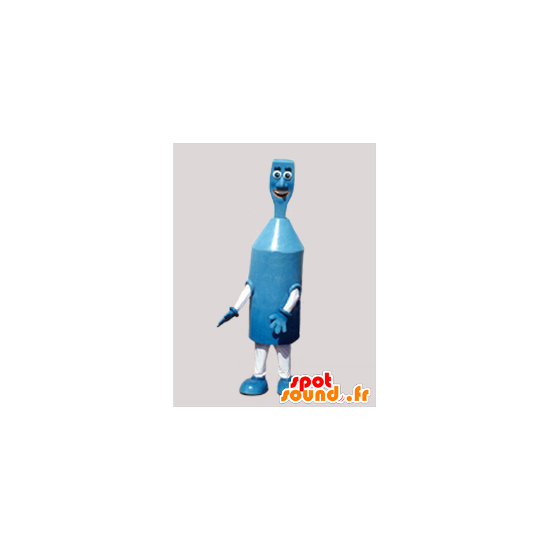 Mascotte de drôle de bonhomme bleu et blanc, de robot - MASFR033106 - Mascottes Homme