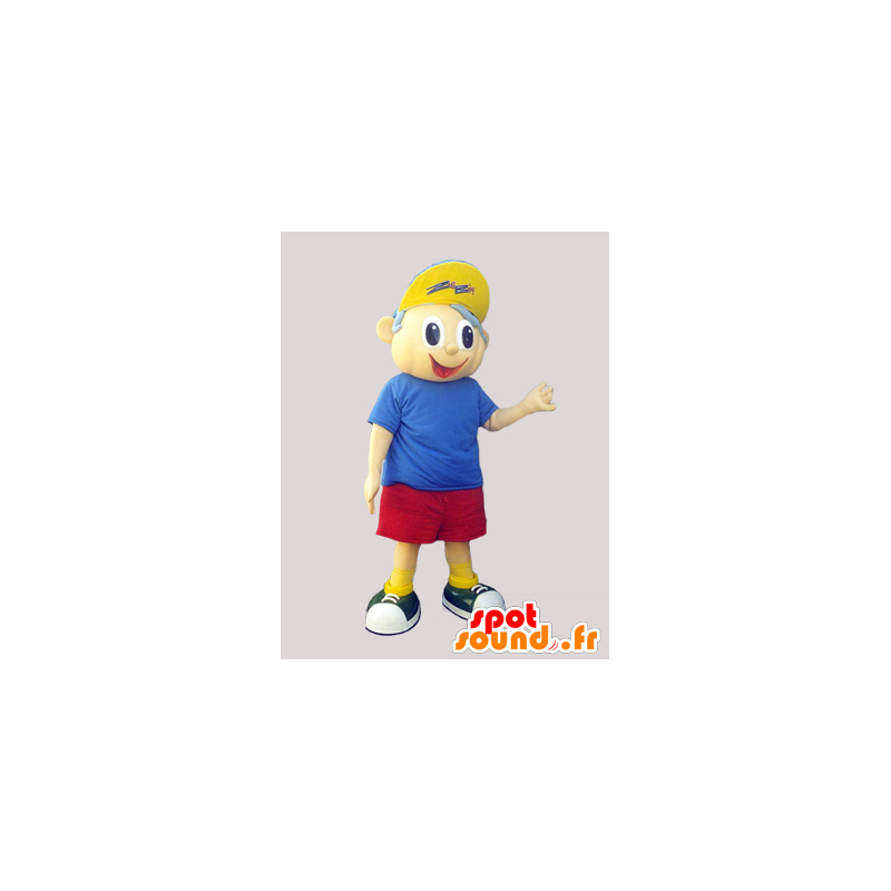 mascotte de petit garçon en short, t-shirt et casquette - MASFR033107 - Mascottes Garçons et Filles