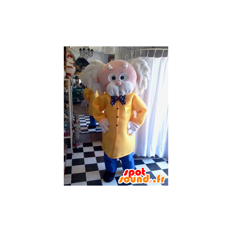 Mascote papy muito elegante com um casaco e uma gravata borboleta - MASFR033108 - Mascotes homem