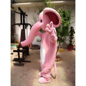 Mascotte d'éléphant rose, mignon et coloré - MASFR21400 - Mascottes Elephant