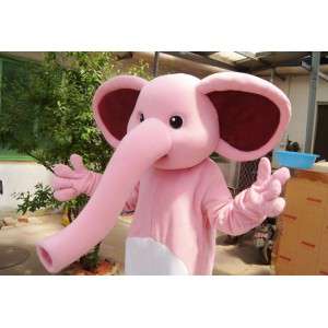 Pink elefant maskot, sød og farverig - Spotsound maskot kostume