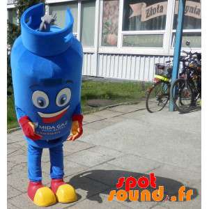 Blå maskine til gasbeholder, smilende - Spotsound maskot