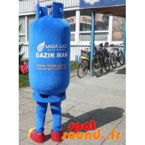 Blå maskot för gasbehållare som ler - Spotsound maskot