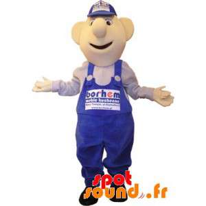 服を着た男のマスコットブルーオーバーオール。メカニック