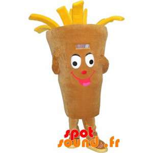 Mascot kegle af pommes frites. Snackmaskot, chipshop -