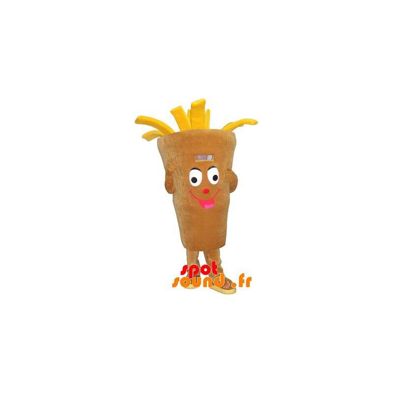 Mascot kegle af pommes frites. Snackmaskot, chipshop -