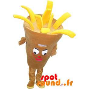 Mascot kegle af pommes frites. Snackmaskot, chipshop -