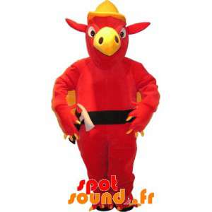 Mascot rojo y amarillo con...