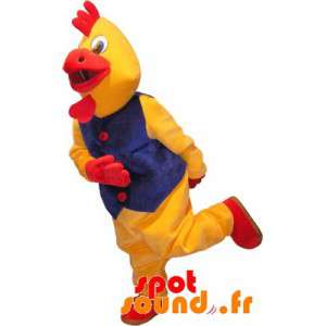 Maskotfugl, høne, gul og rød hane med kostume - Spotsound maskot