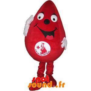 巨大な赤いドロップマスコット。献血のためのマスコット
