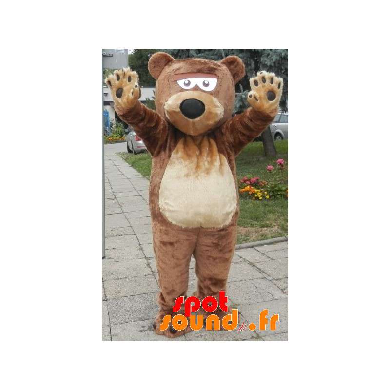 Jättebrun björnmaskot, söt och söt. Nallebjörn maskot -