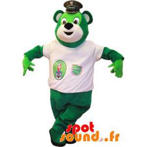 Grön björnmaskot med ett polislock - Spotsound maskot