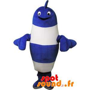 Blauwe vis mascotte en wit,...