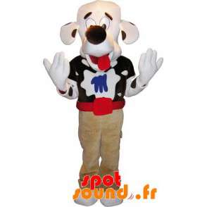 Hvid og brun hundemaskot. Hundedragt - Spotsound maskot