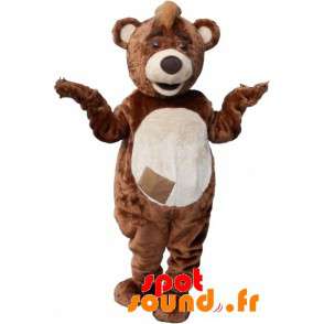 Brun og hvid bamse maskot med kam - Spotsound maskot