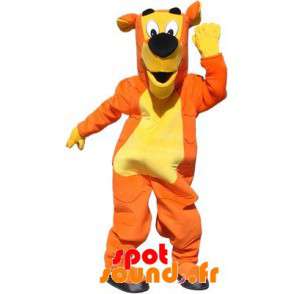 Obr pes maskot, oranžová a žlutá. Dog Costume - Maskoti psů - MASFR033172 - SpotSound.fr