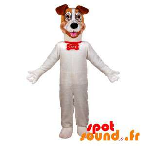 Mascot stor hvid og brun hund. Hundemaskot - Spotsound maskot