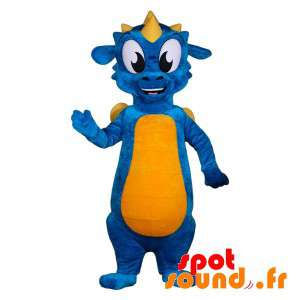 Mascotte de dragon bleu et...