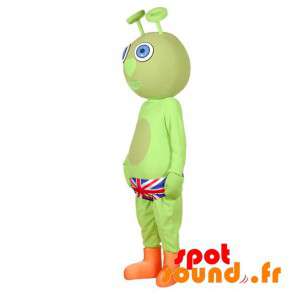 Grön främmande maskot med UK-slip - Spotsound maskot