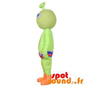 Grön främmande maskot med UK-slip - Spotsound maskot