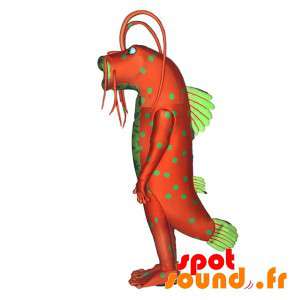 Monster maskot, grønt og orange insekt med antenner - Spotsound