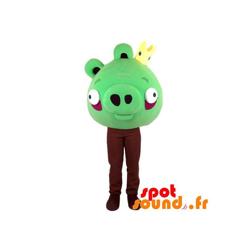 Green Angry Birds maskot. Grøn gris maskot - Spotsound maskot