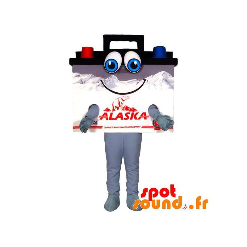 Jätte, färgglada och leende bilbatterimaskot - Spotsound maskot Jätte, färgglada och leende bilbatterimaskot - Spotsound maskot
