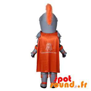 Knight maskot med grå och orange rustning - Spotsound maskot