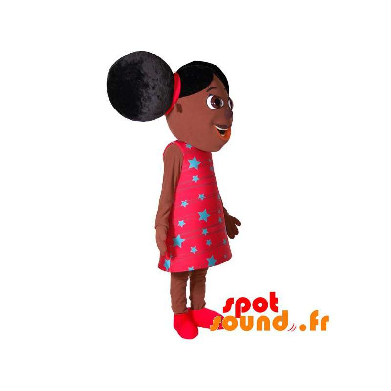 Afrikansk flickamaskot med två stora täcken - Spotsound maskot