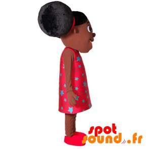 Afrikansk flickamaskot med två stora täcken - Spotsound maskot