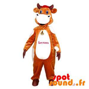 Mascotte de vache marron et...