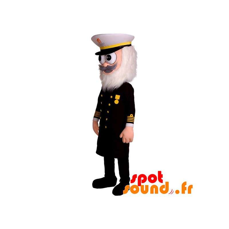 Kaptajnmaskot med uniform og hvidt skæg - Spotsound maskot