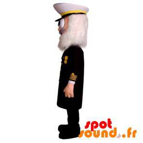 Kaptajnmaskot med uniform og hvidt skæg - Spotsound maskot