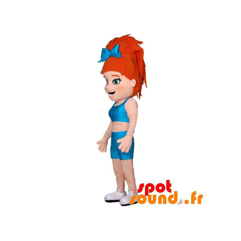 Muskulös flickamaskot med rött hår i sportkläder - Spotsound