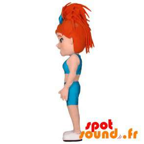 Muskuløs pige maskot med rødt hår i sportstøj - Spotsound maskot
