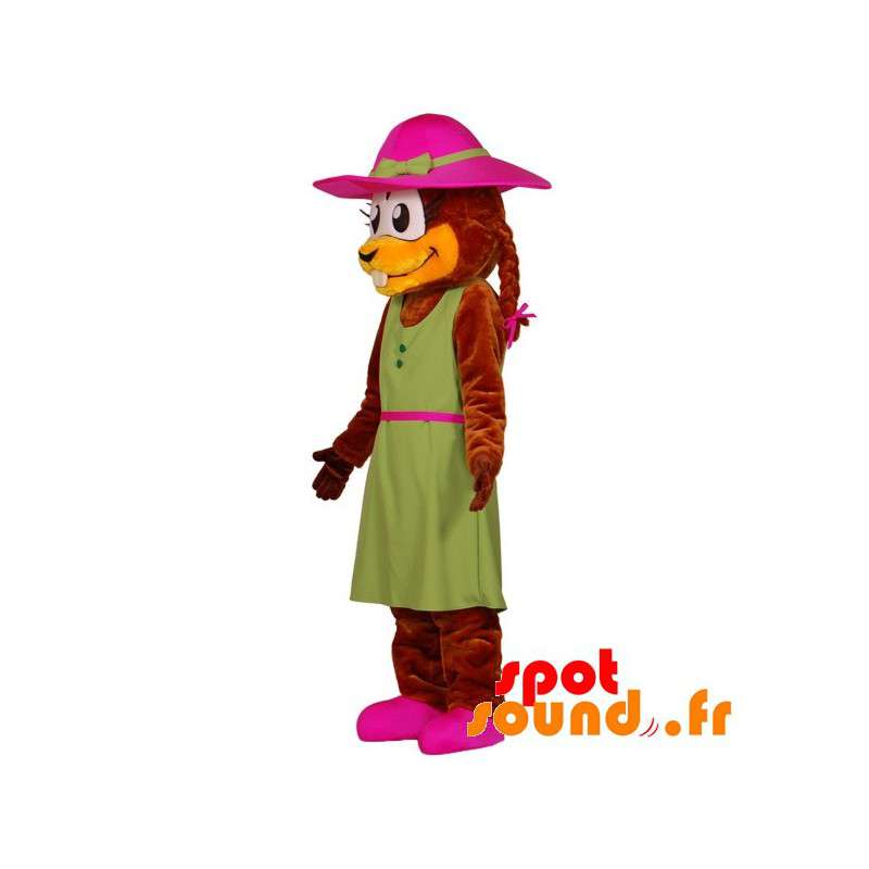 Beaver maskot klædt i en kjole med hat - Spotsound maskot Beaver maskot klædt i en kjole med hat - Spotsound maskot