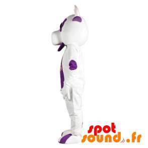 Maskot vit och lila ko. Ko kostym - Spotsound maskot