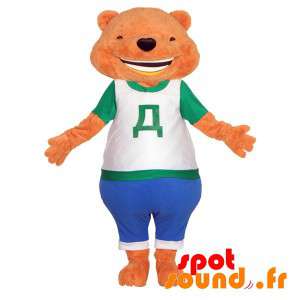 Orange bamse maskot. Orange bjørn maskot - Spotsound maskot