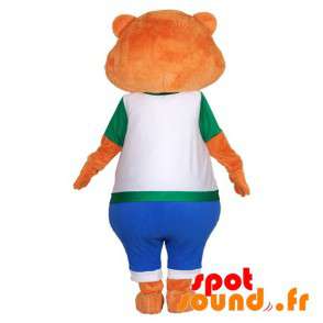 Orange bamse maskot. Orange bjørn maskot - Spotsound maskot
