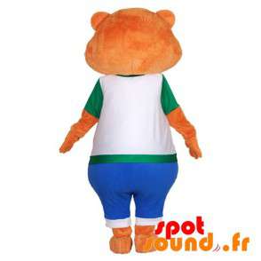 Orange nallebjörnmaskot. Orange björnmaskot - Spotsound maskot